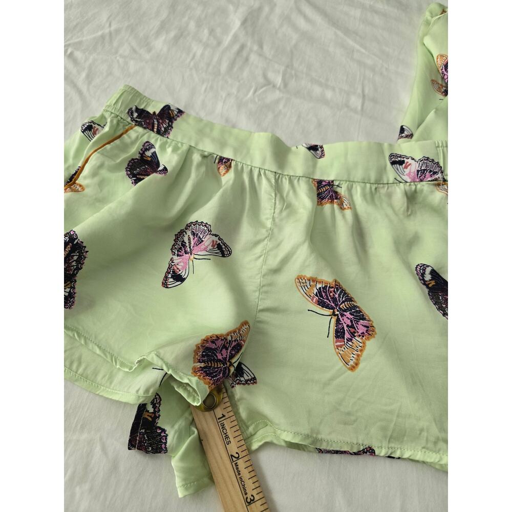 Anthro Butterfly Pajama Set Top S Shorts XS Green Lounge Sleepwear Resort girly - Picture 14 of 15